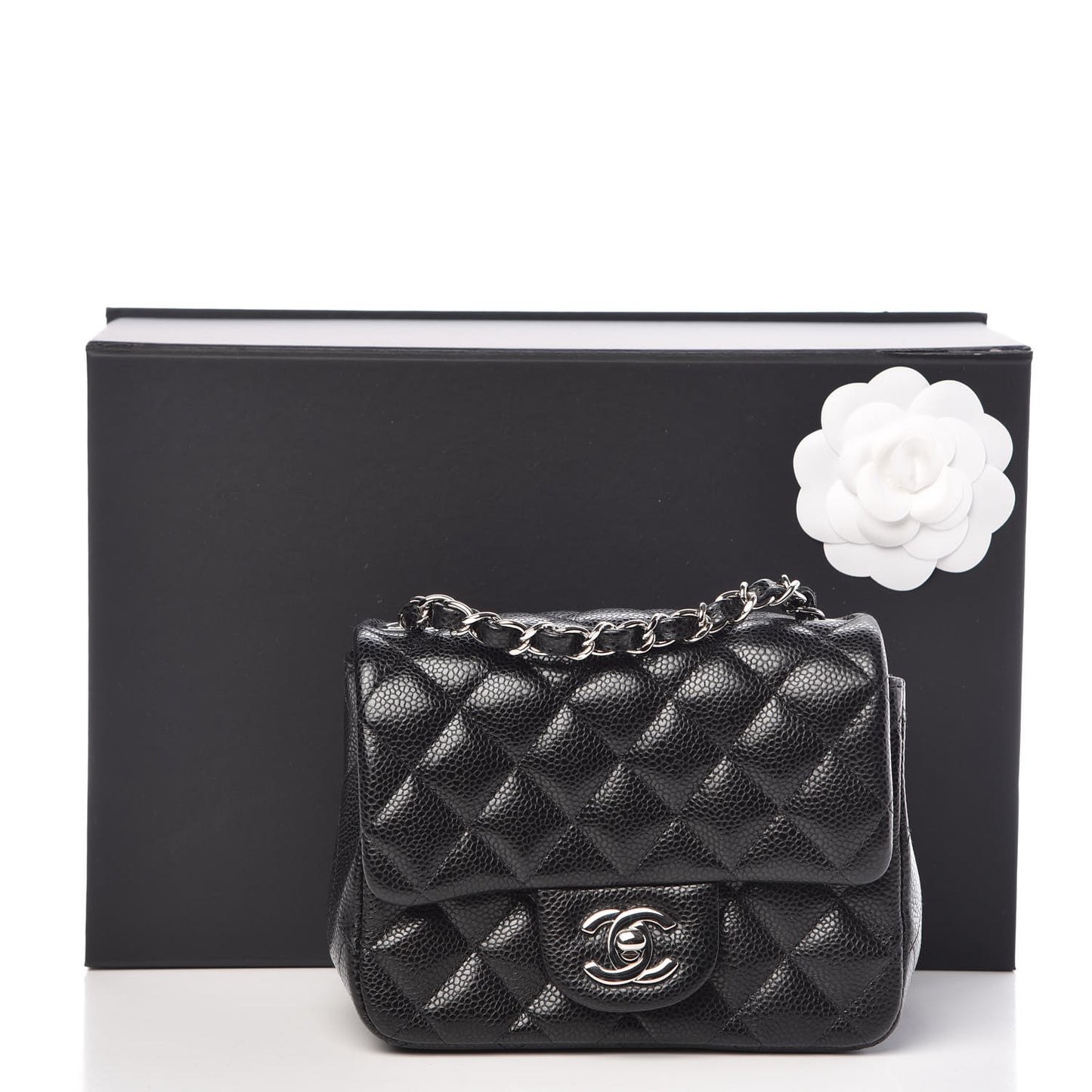 Caviar Quilted Mini Square Flap Black