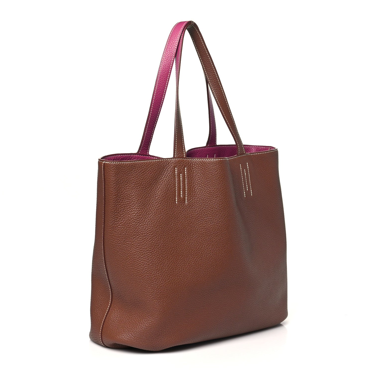Hermes Taurillon Clemence Double Sens 36 Reversible Tote Marron Tosca 5 of 15