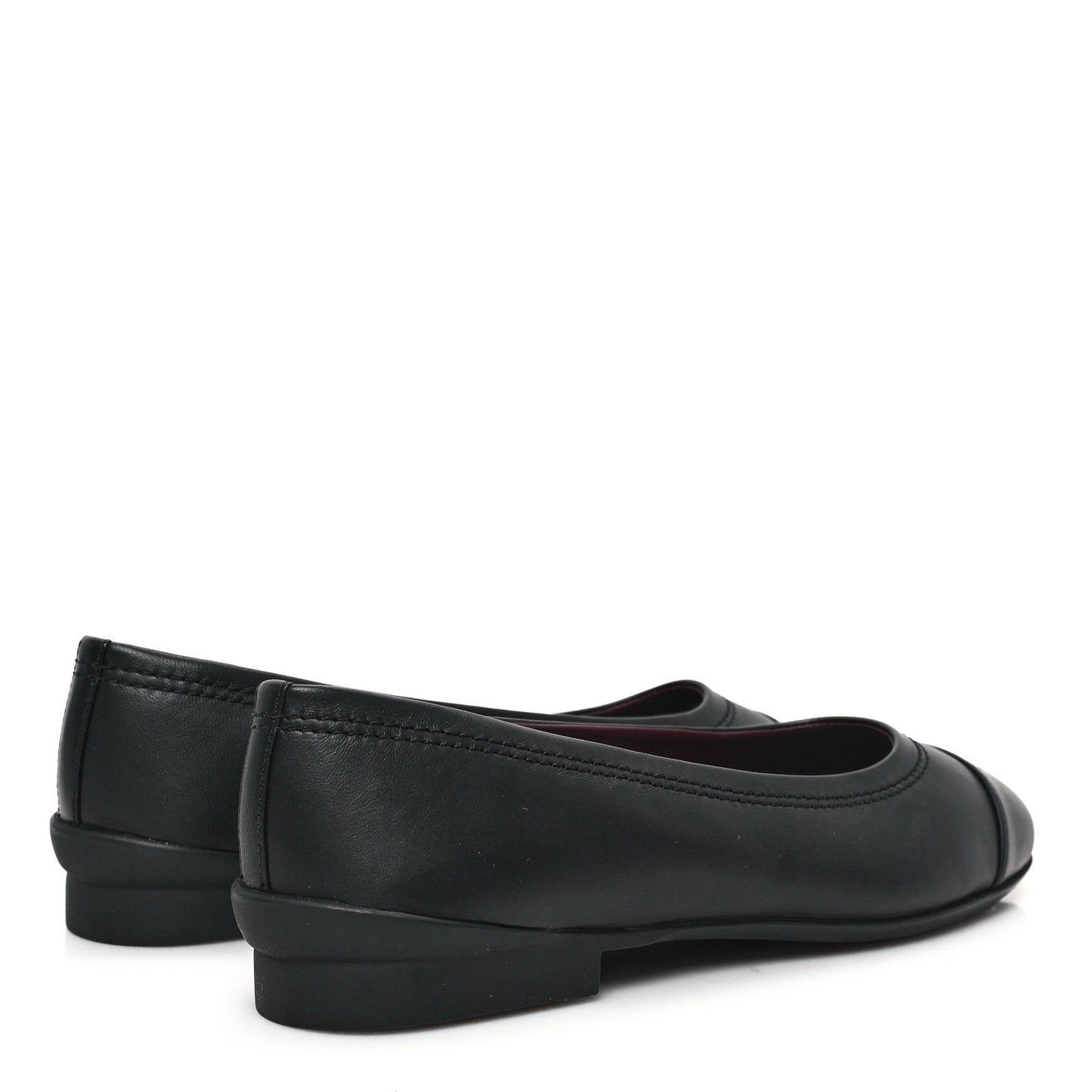 Lambskin Cap Toe CC Uniform Ballerina Flats 38.5 Black
