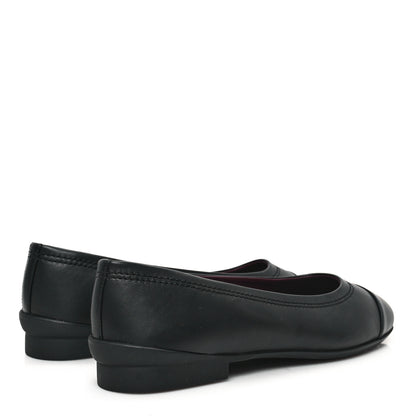 Chanel Lambskin Cap Toe CC Uniform Ballerina Flats 38.5 Black 5 of 10