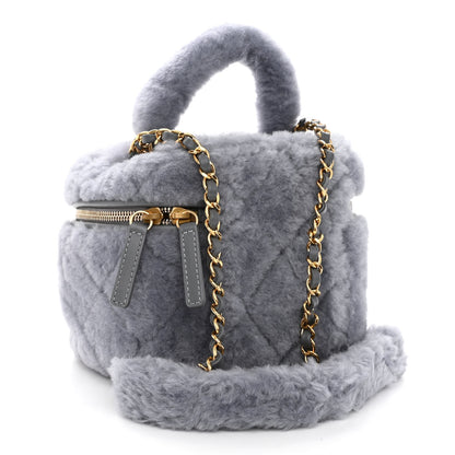 Chanel Shearling Lambskin Quilted Small Vanity Case Grey 3 of 10