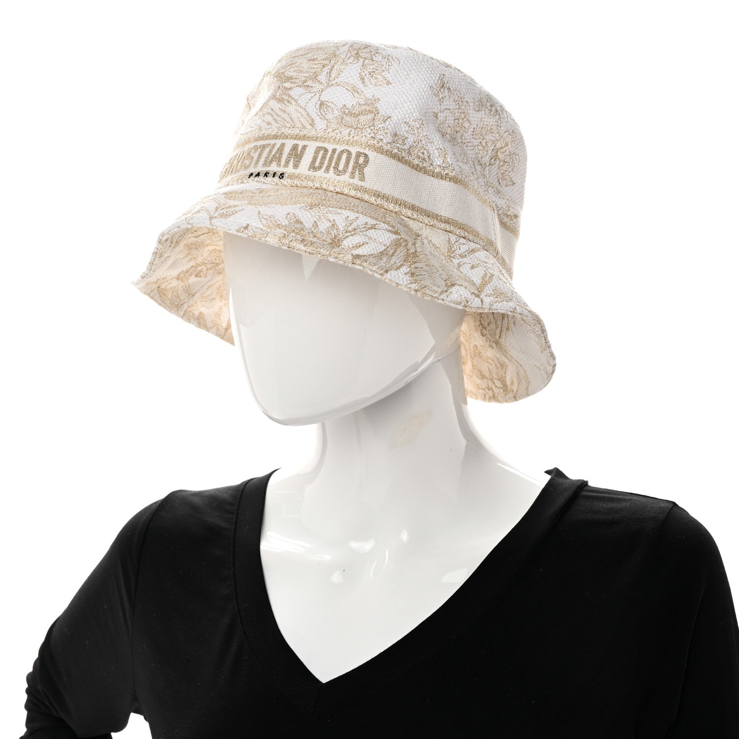 Christian Dior Cotton D-Bobby Small Brim Bucket Hat 59 White Gold 2 of 9