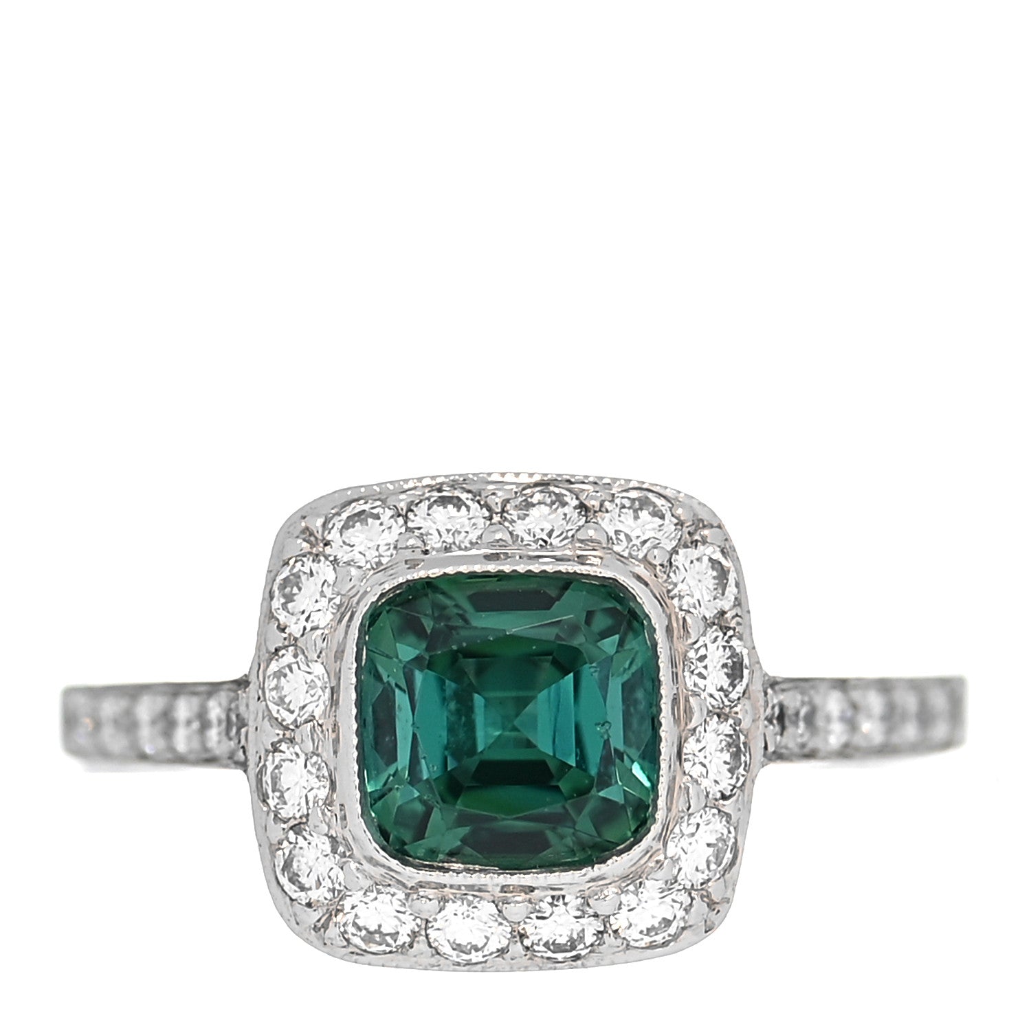 Tiffany Platinum Diamond Green Tourmaline Legacy Ring 46 3.75 1 of 10