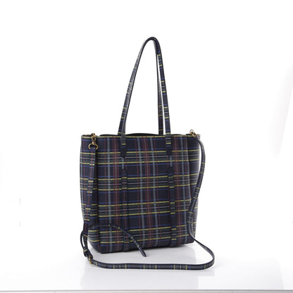 Balenciaga Calfskin Plaid XS Everyday Tote Bleu Navy Jaune 3 of 13