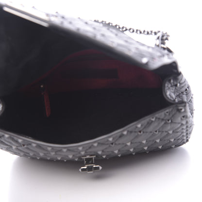 Valentino Garavani Craquele Nappa Medium Rockstud Spike Shoulder Bag Black 5 of 10