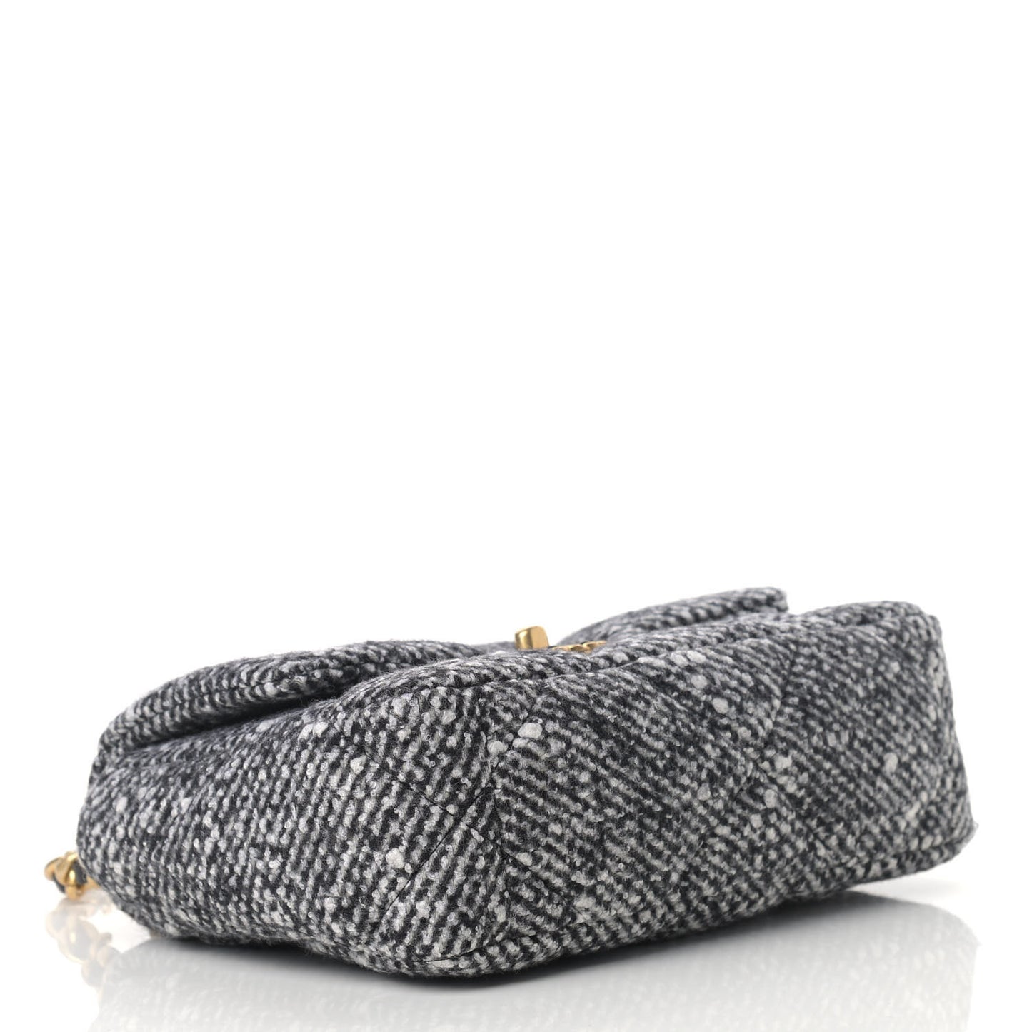 Tweed Quilted Medium Chanel 19 Flap Black White
