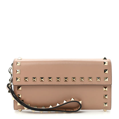 Valentino Garavani Calfskin Rockstud Wristlet Wallet Soft Noisette 1 of 9
