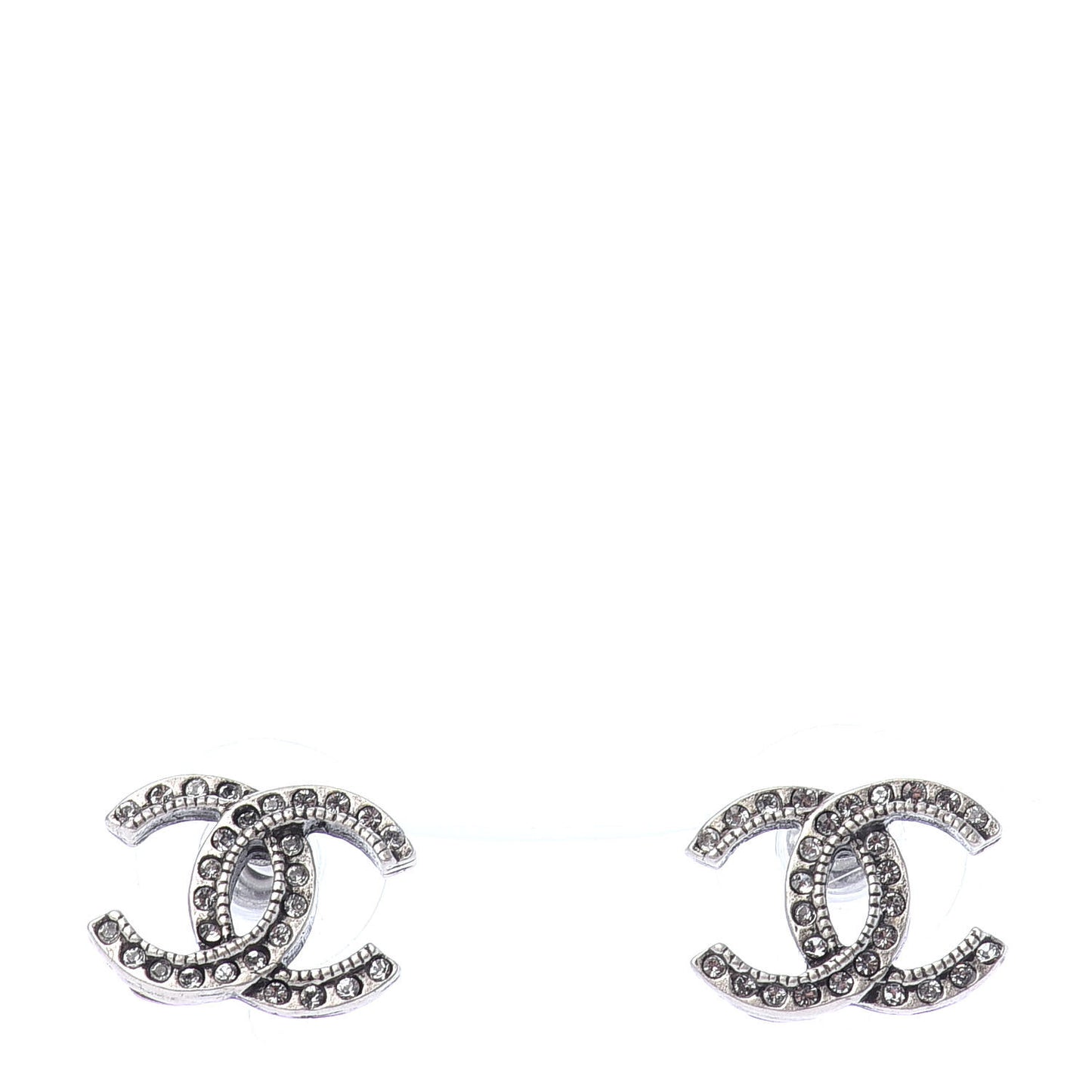 Crystal Royal Flush CC Stud Earrings Silver