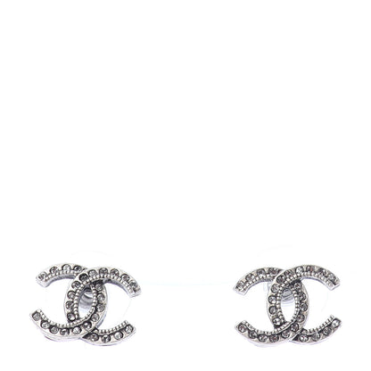 Chanel Crystal Royal Flush CC Stud Earrings Silver 1 of 4