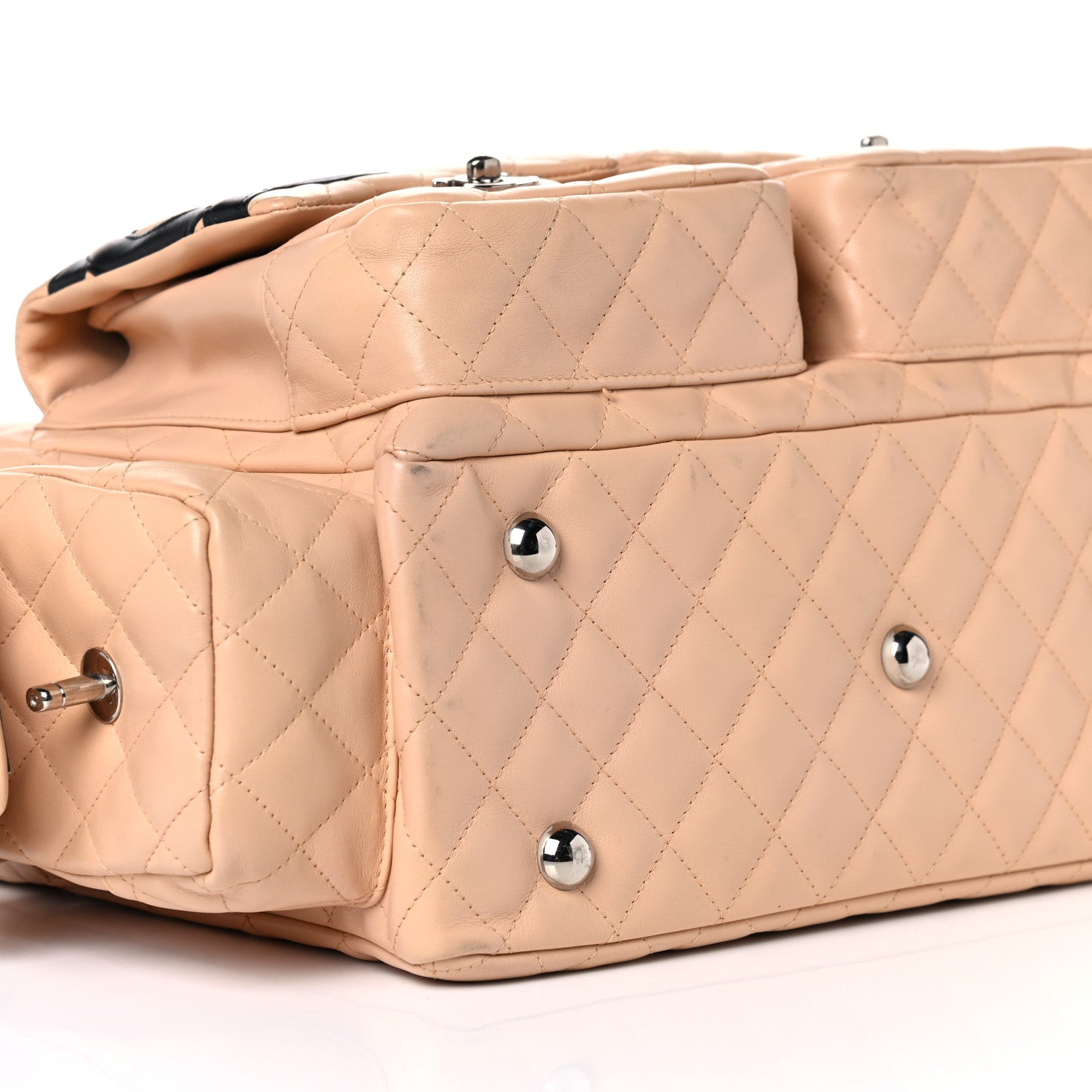 Chanel Calfskin Quilted Large Cambon Multipocket Reporter Beige Black 8 of 17