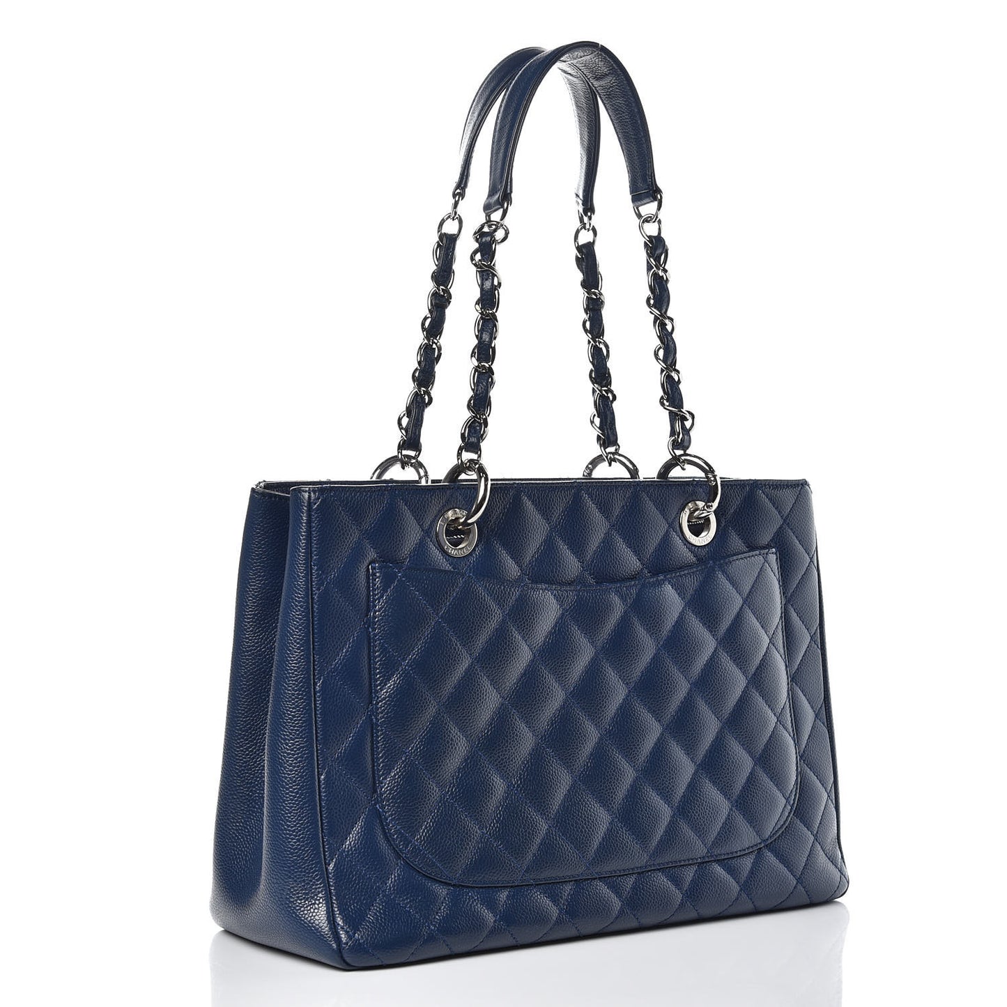 Caviar Quilted Grand Shopping Tote GST Dark Navy Blue