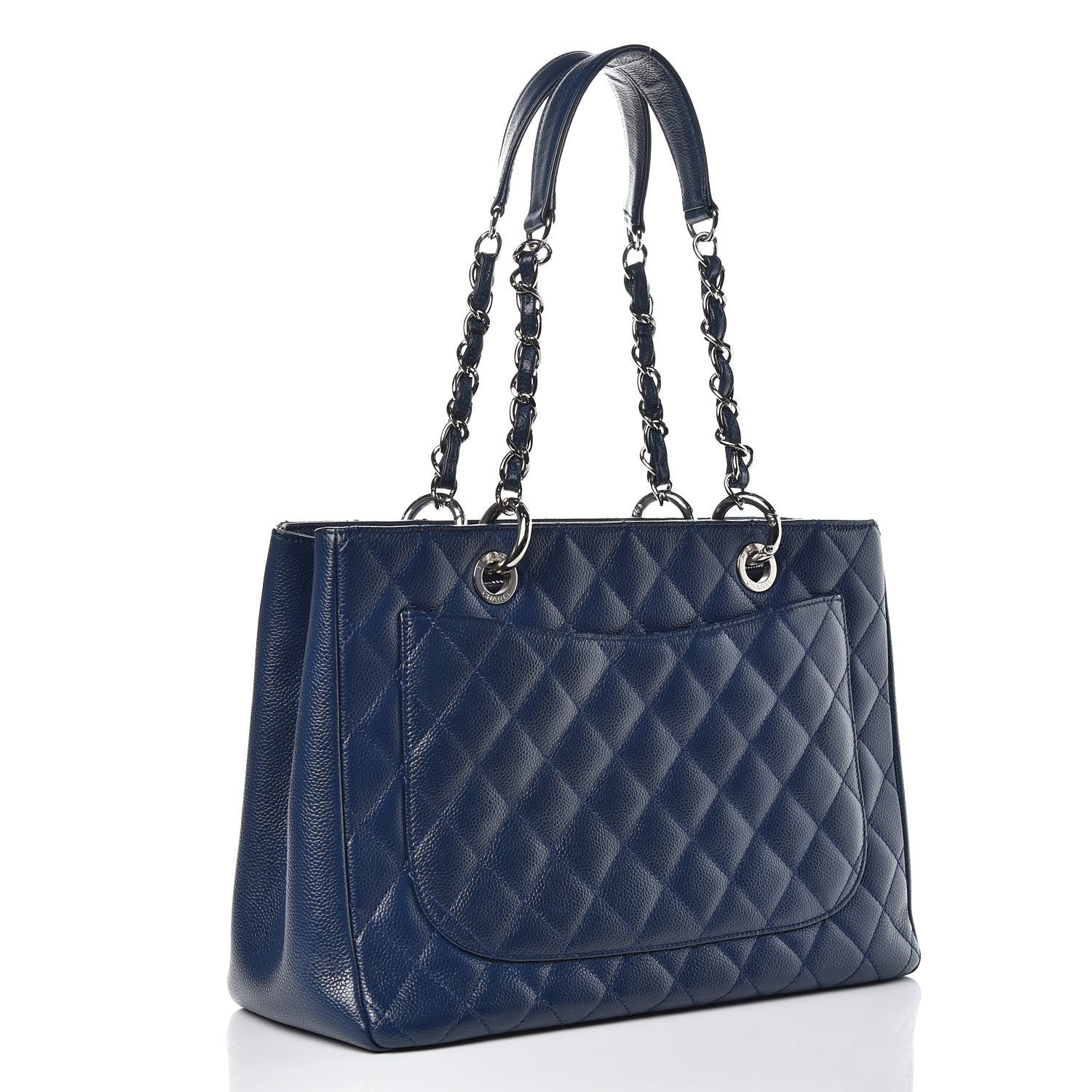 Chanel Caviar Quilted Grand Shopping Tote GST Dark Navy Blue 3 of 13