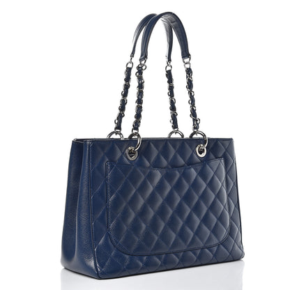 Chanel Caviar Quilted Grand Shopping Tote GST Dark Navy Blue 3 of 13