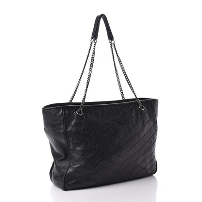 Saint Laurent Crinkled Calfskin Matelasse Monogram Large Niki Shopping Tote Bag Black 3 of 15