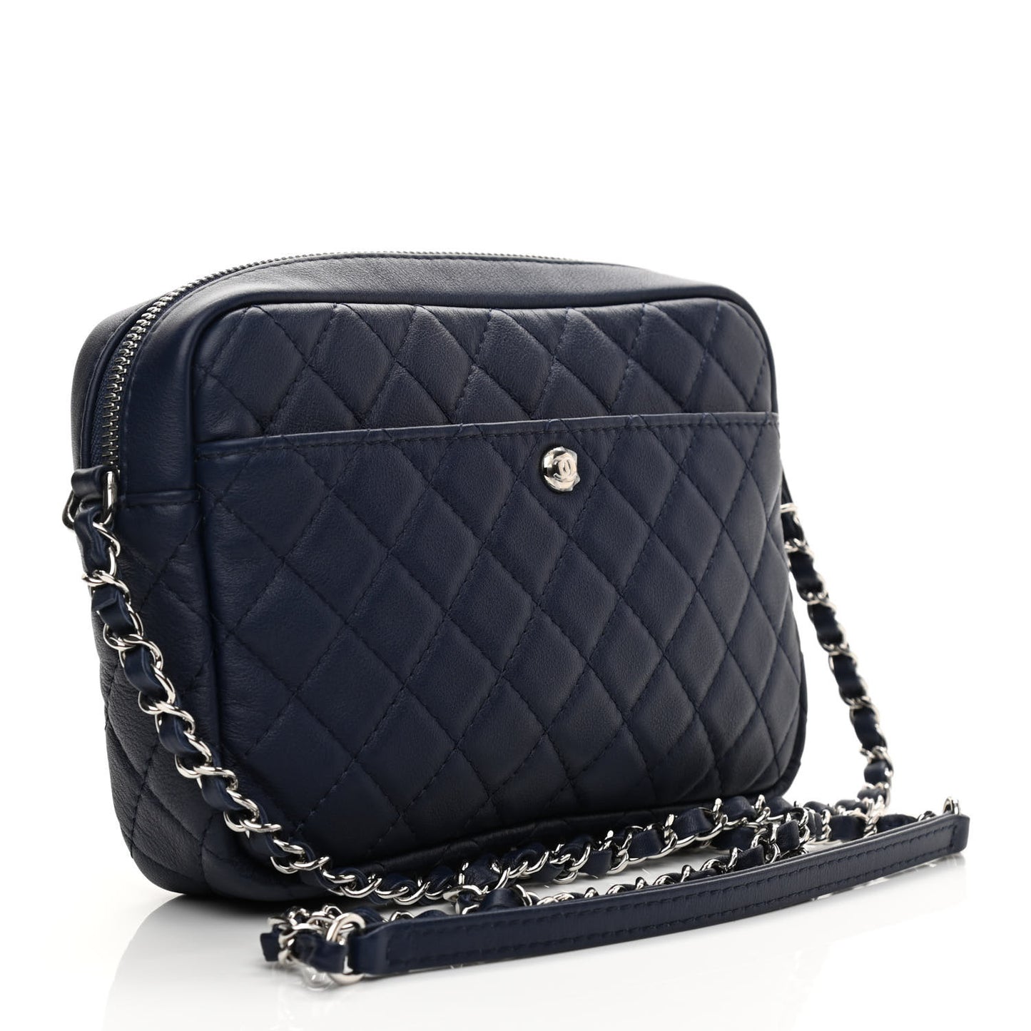 Calfskin Quilted Ultra Pocket Camera Case Navy