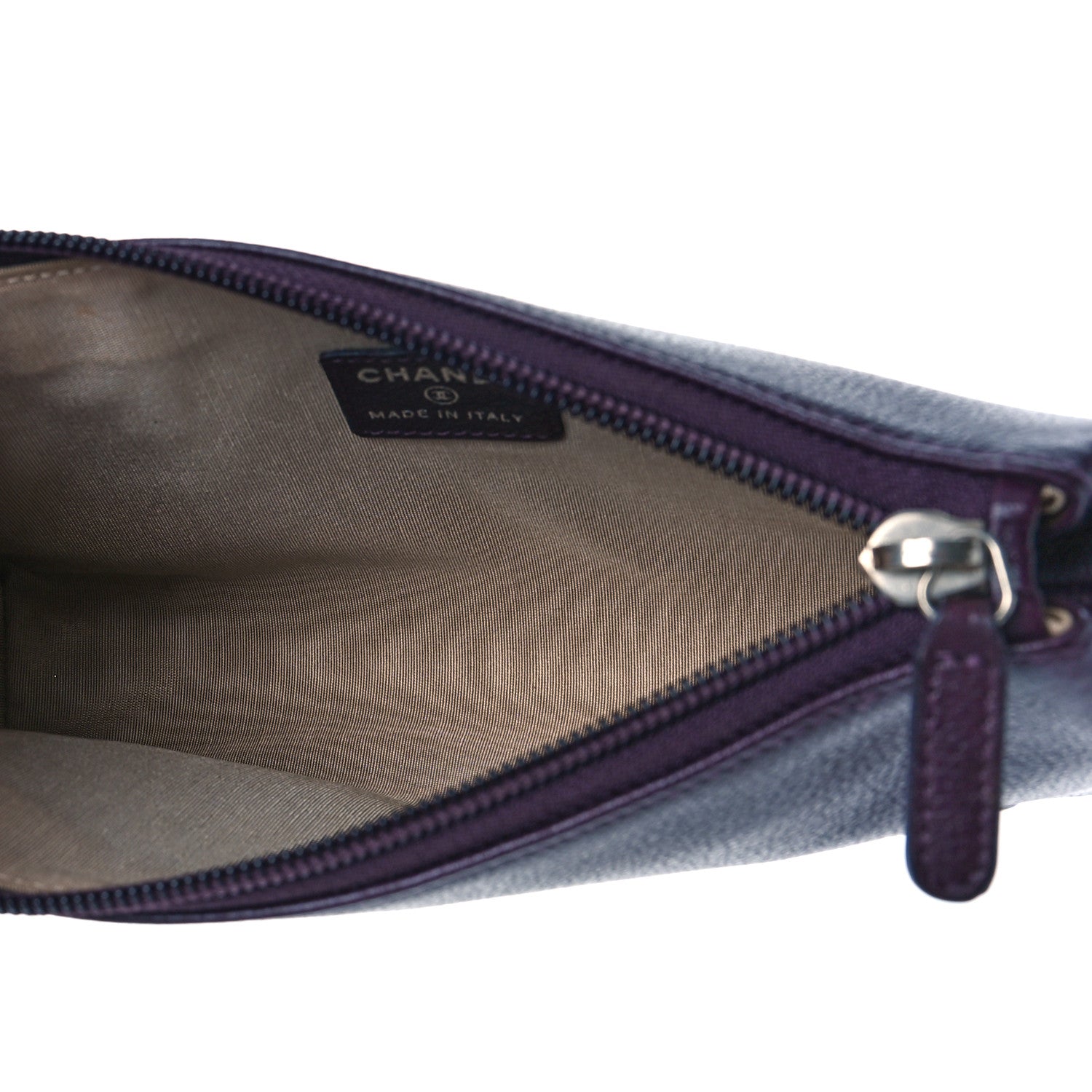 Chanel Goatskin Camellia Embossed Cosmetic Case Purple 5 of 9