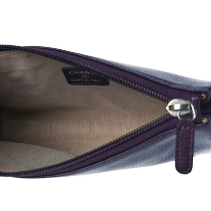Chanel Goatskin Camellia Embossed Cosmetic Case Purple 5 of 9