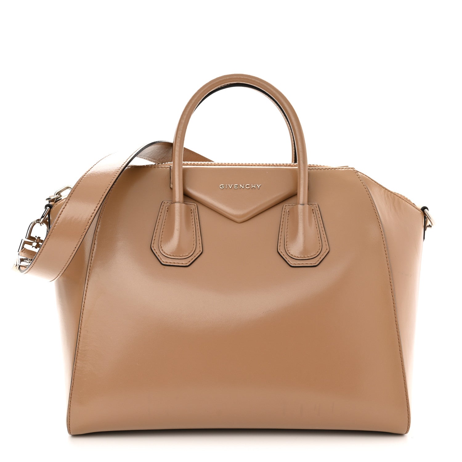 Givenchy Shiny Lord Calfskin Medium Antigona Dark Beige 1 of 12