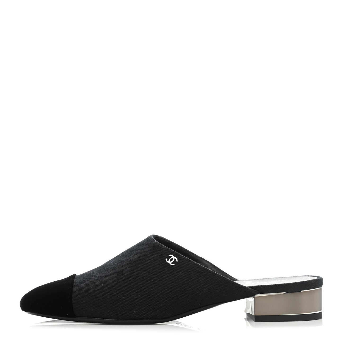 Fabric Velvet Cap Toe Mules 39.5 Black