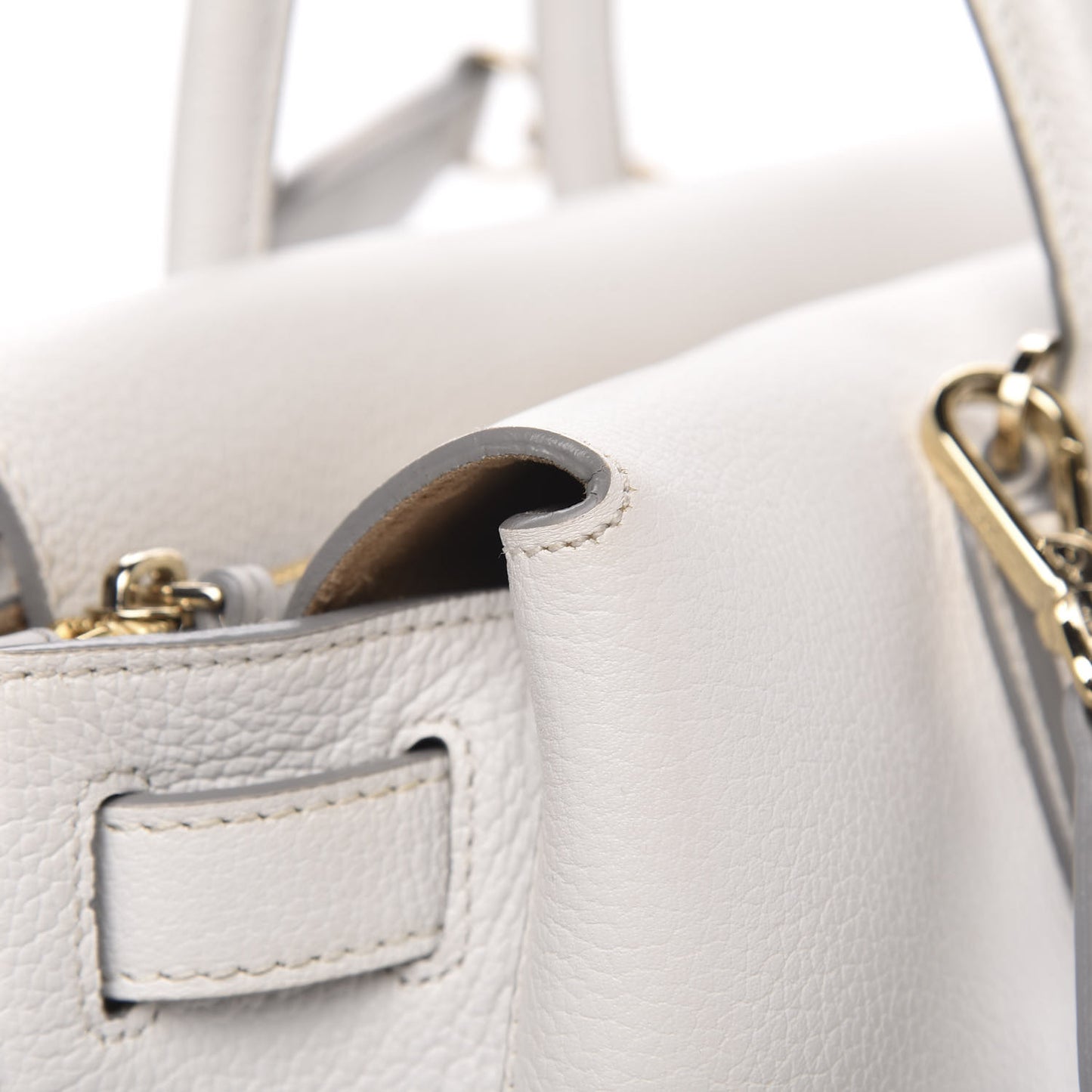 Grained Calfskin Medium Milla Tote White