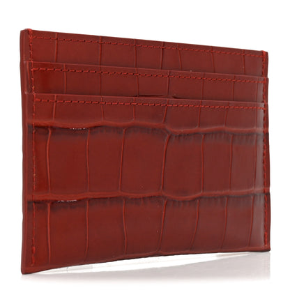 Chanel Calfskin Crocodile Embossed Crococo Card Holder Burgundy 3 of 8