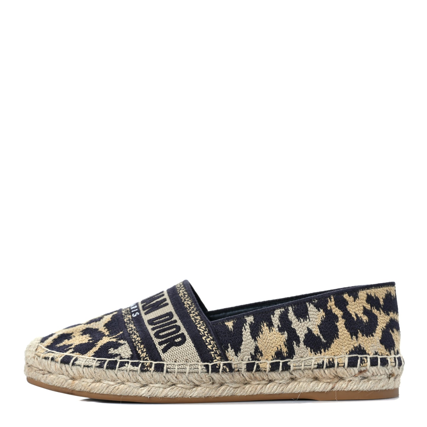 Cotton Embroidered Leopard Print Granville Espadrille 36.5 Natural