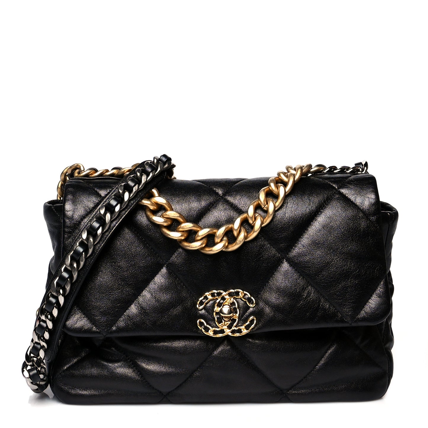 Goatskin Quilted Large Chanel 19 Flap Black