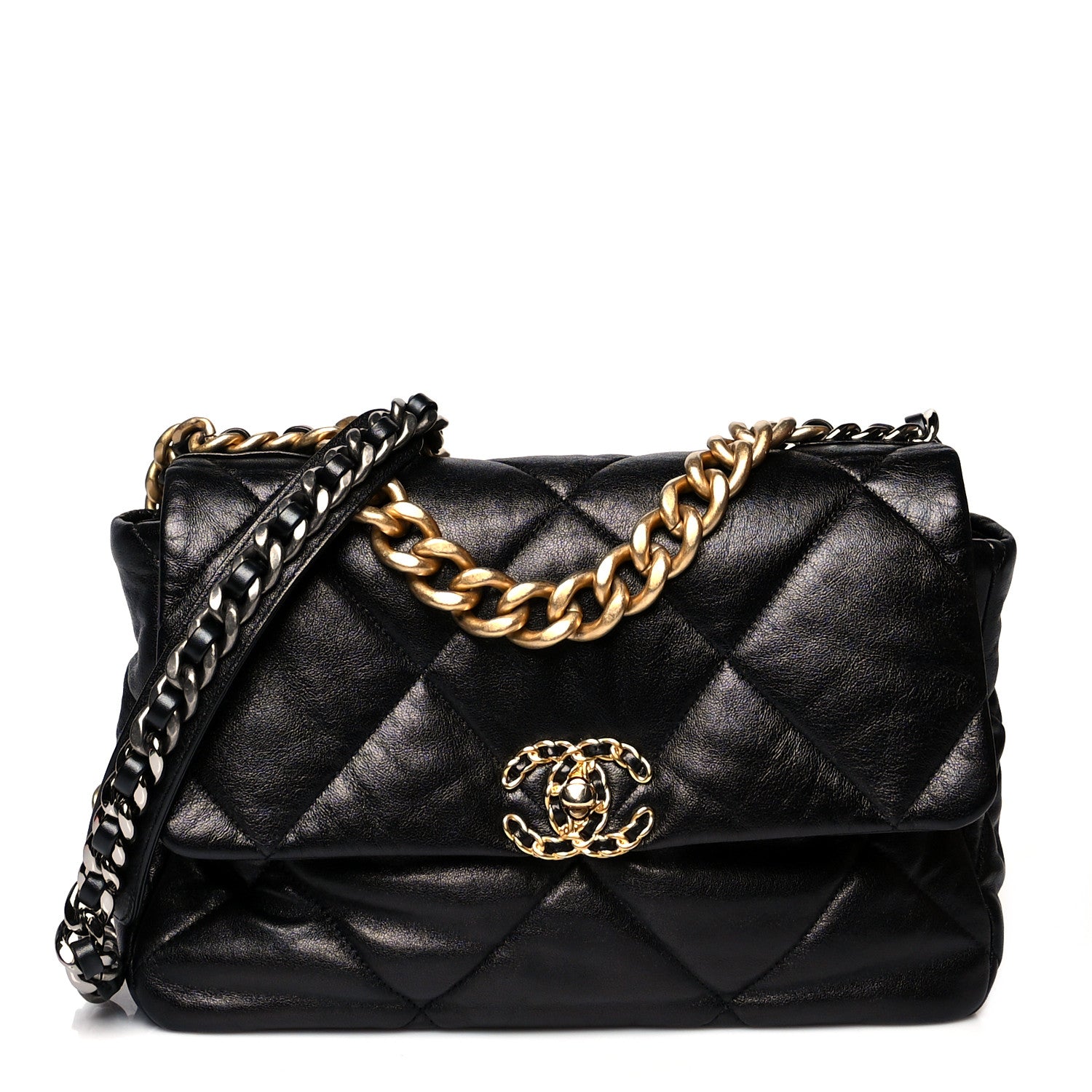 Chanel Goatskin Quilted Large Chanel 19 Flap Black 1 of 10