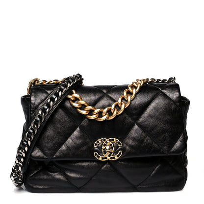 Chanel Goatskin Quilted Large Chanel 19 Flap Black 1 of 10