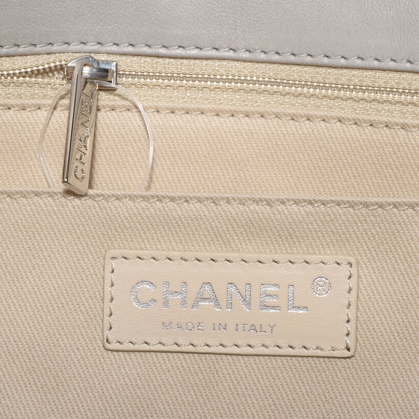 Vinyl Quilted In the Business Flap Bag Light Grey
