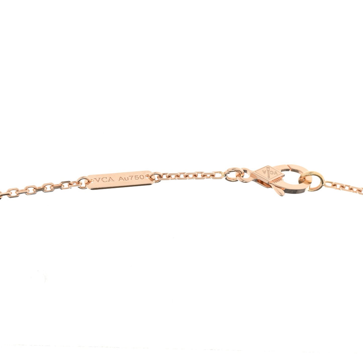 18K Rose Gold Diamond Pink Mother of Pearl Vintage Alhambra Pendant Necklace