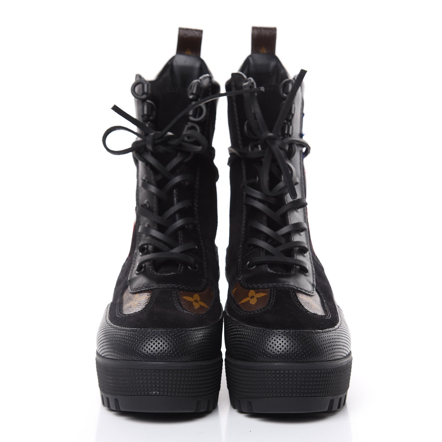 Louis Vuitton Suede Calfskin Monogram LV Black Heart Laureate Platform Desert Boots 35.5 Black 2 of 9