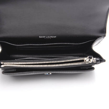Saint Laurent Calfskin Monogram Sunset Chain Wallet Black 4 of 9