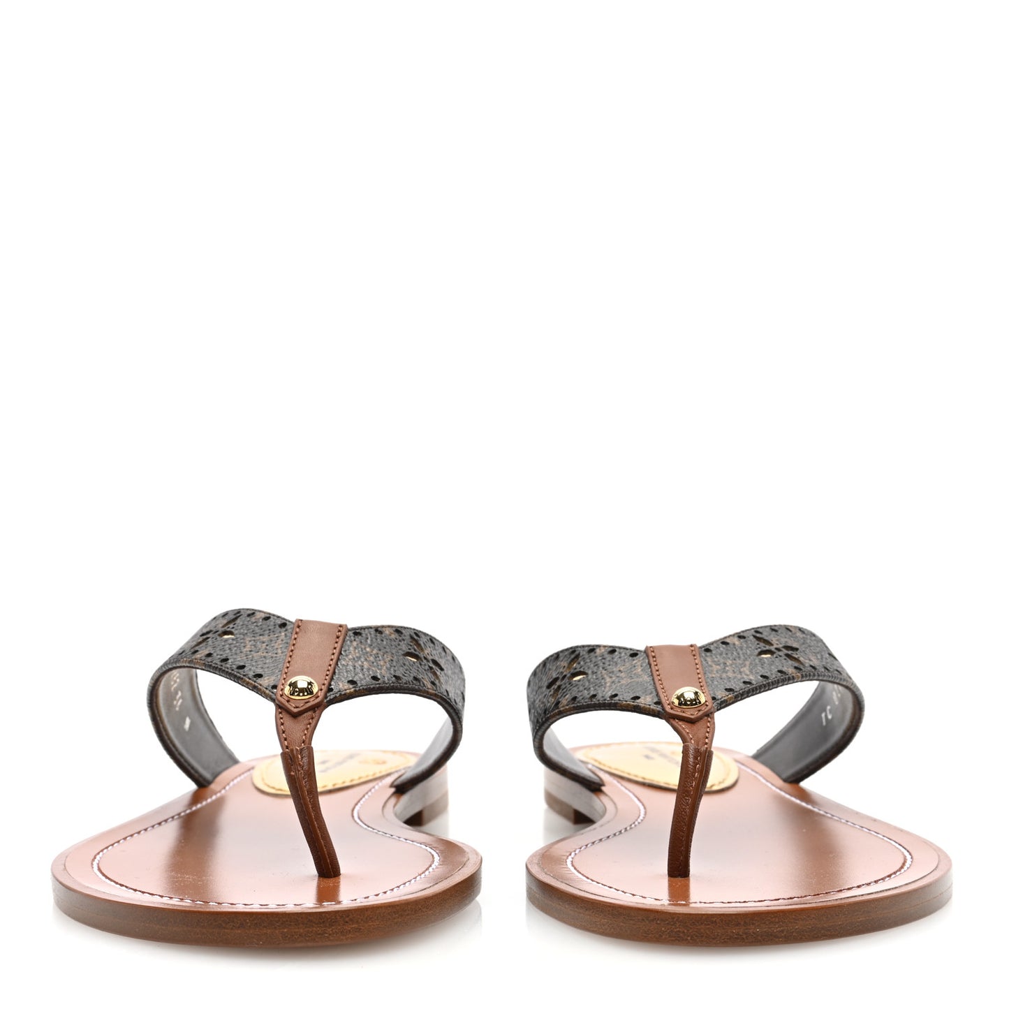 Monogram Sunny Flat Thong Sandals 36 Brown