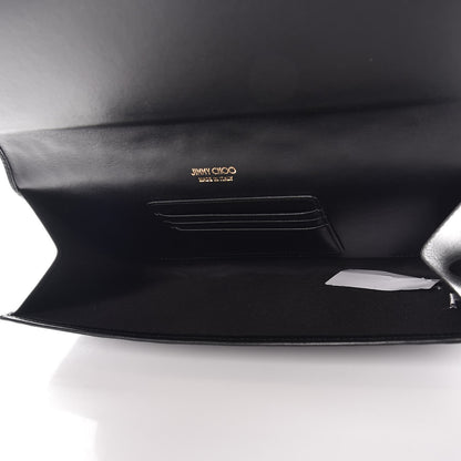 Jimmy Choo Calfskin Leopard Embossed Maia Clutch Black 5 of 6