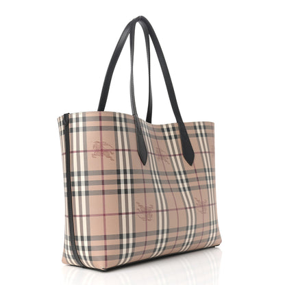 Burberry Grainy Calfskin Haymarket Check Medium Reversible Tote Black 10 of 18