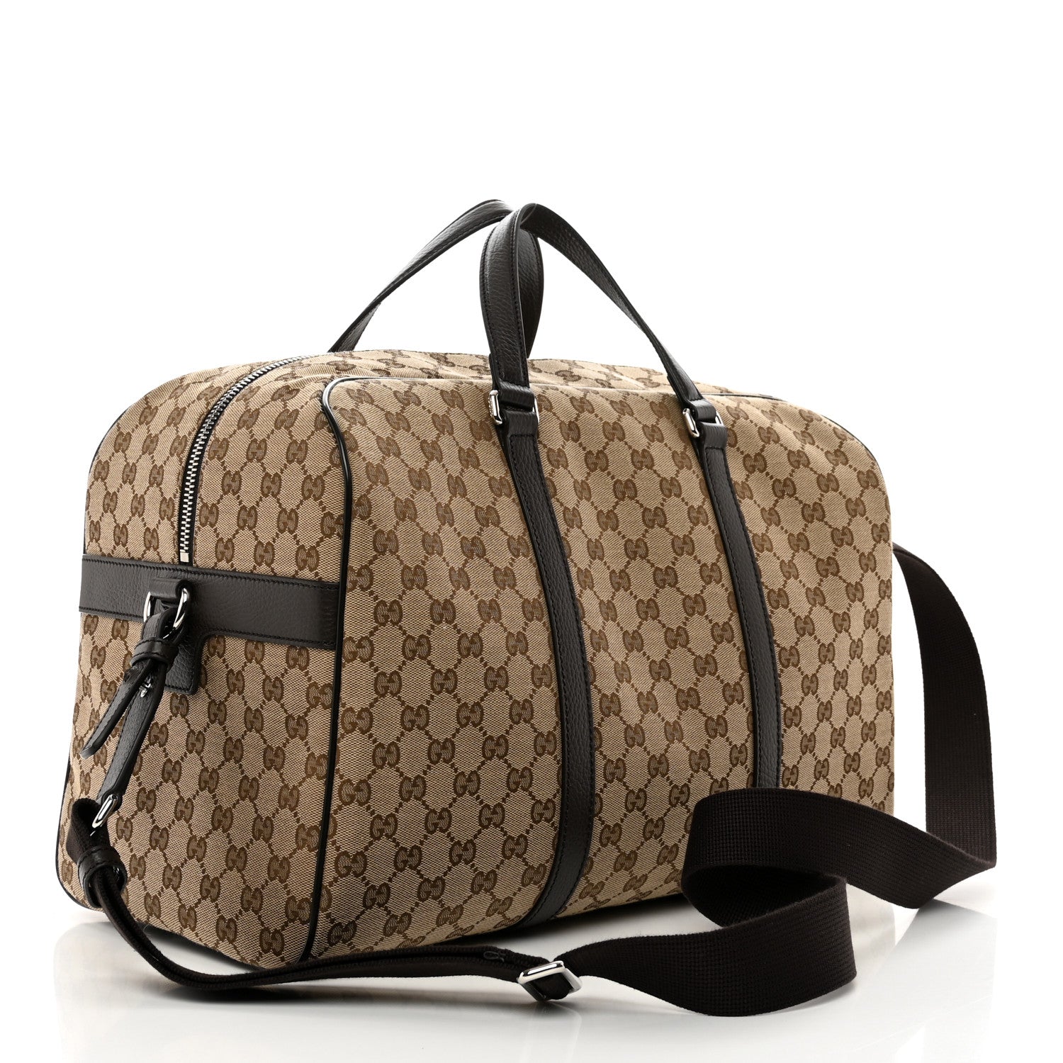 Gucci Monogram Dollar Calfskin Boston Duffle Bag Beige Ebony Testa di Moro Marrone Scuro 2 of 7