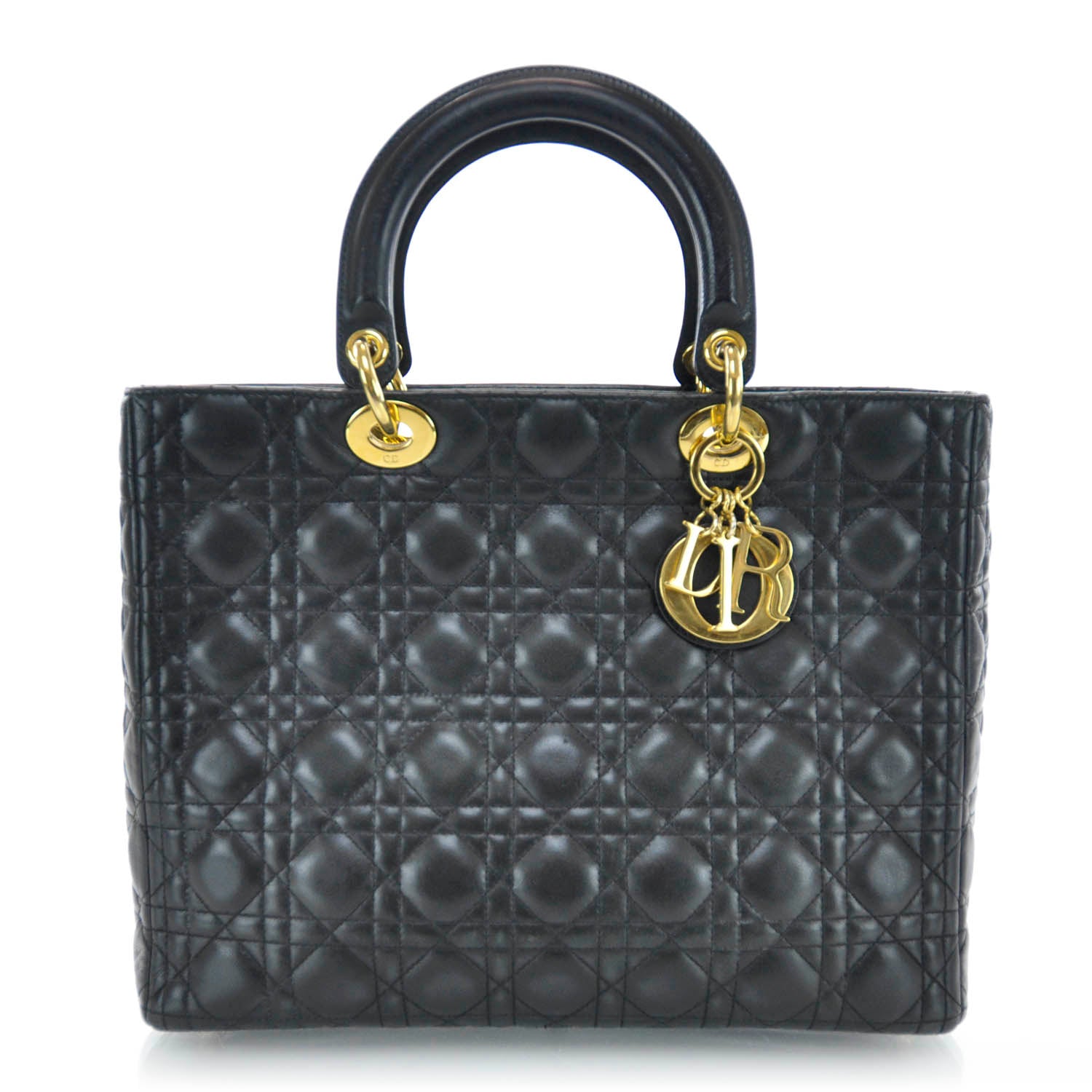 Christian Dior Lambskin Cannage Large Lady Dior Black 1 of 12