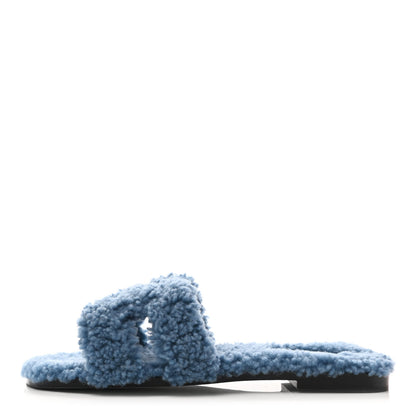Hermes Woolskin Oran Sandals 38.5 Bleu 1 of 8