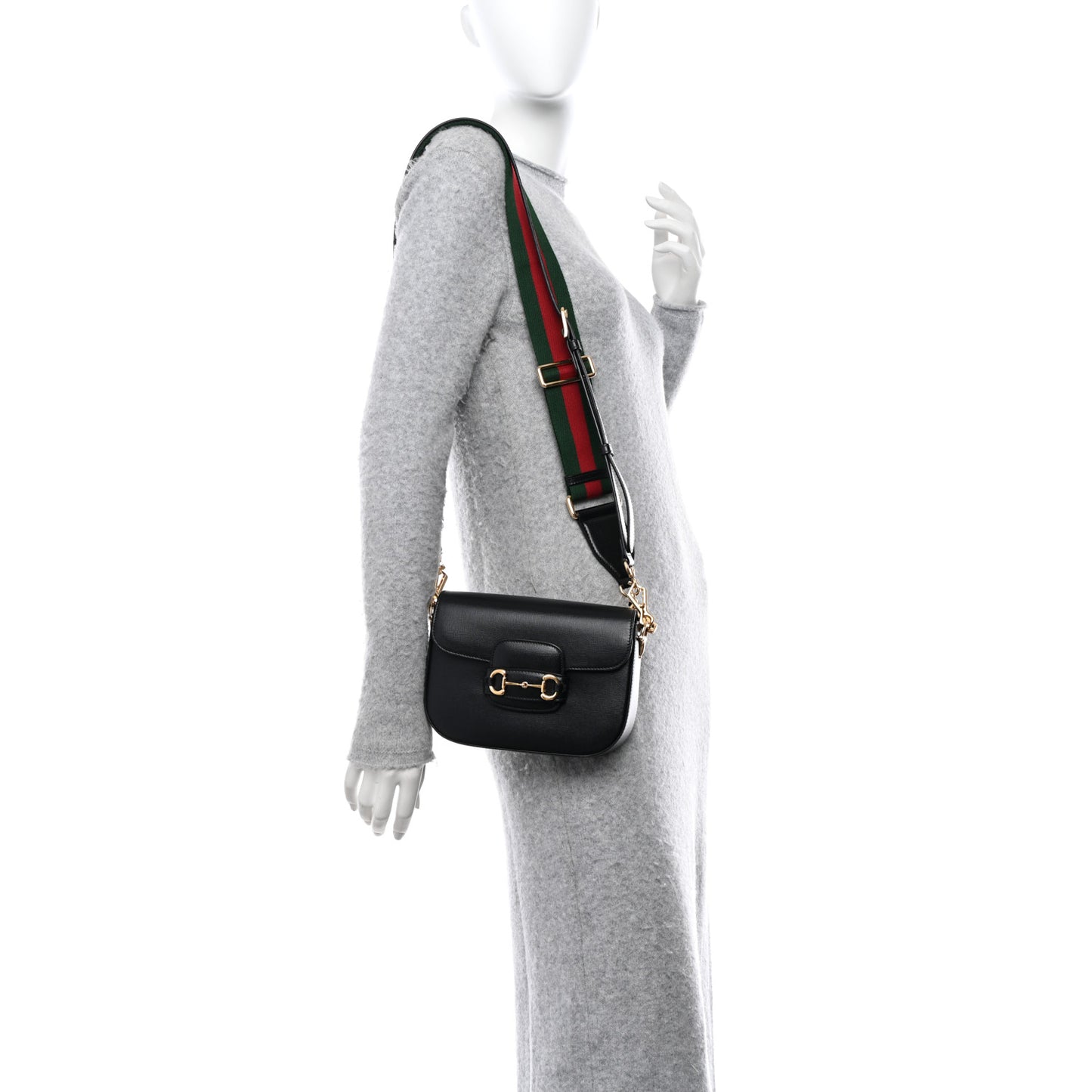 Azalea Calfskin Web Mini Horsebit 1955 Shoulder Bag Black