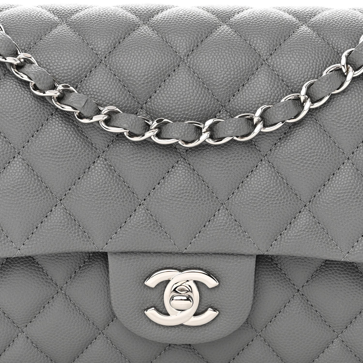 Chanel Caviar Quilted Medium Double Flap Grey 8 of 11