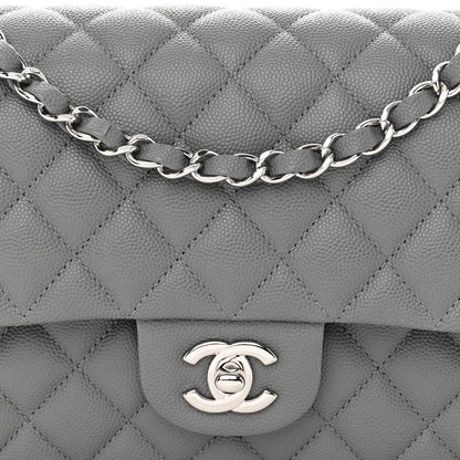Chanel Caviar Quilted Medium Double Flap Grey 8 of 11