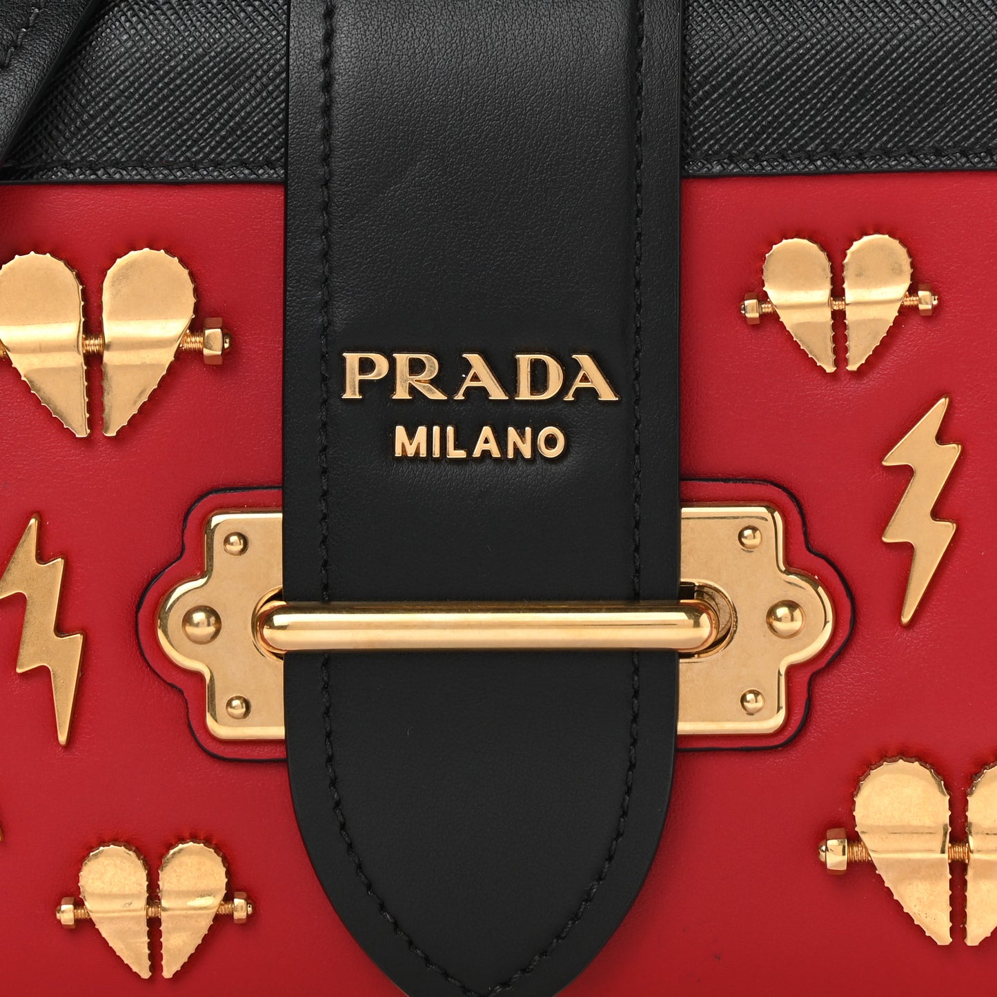 City Calfskin Saffiano Cahier Hearts Bag Fuoco Black