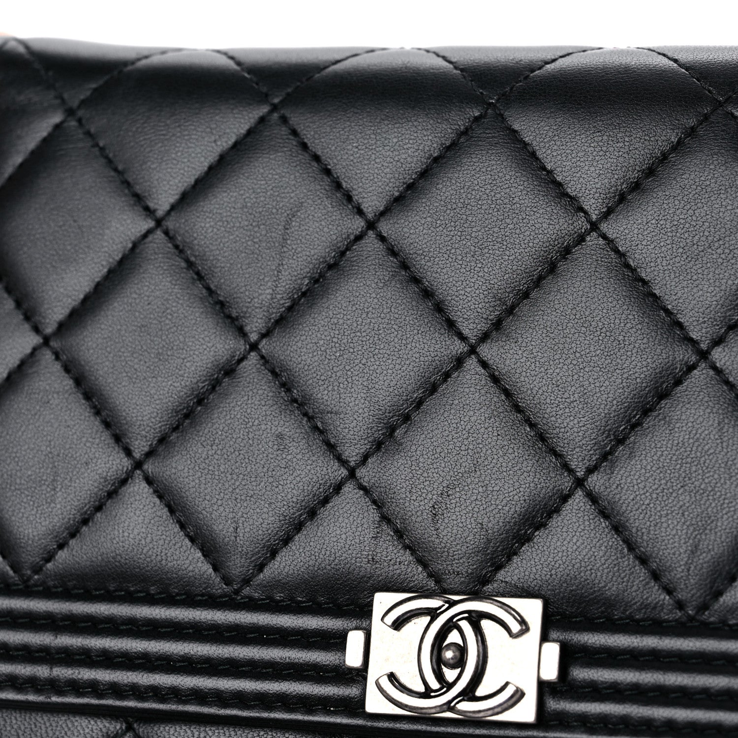 Chanel Lambskin Quilted Boy Wallet On Chain WOC Black 14 of 16