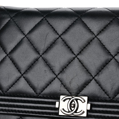 Chanel Lambskin Quilted Boy Wallet On Chain WOC Black 14 of 16