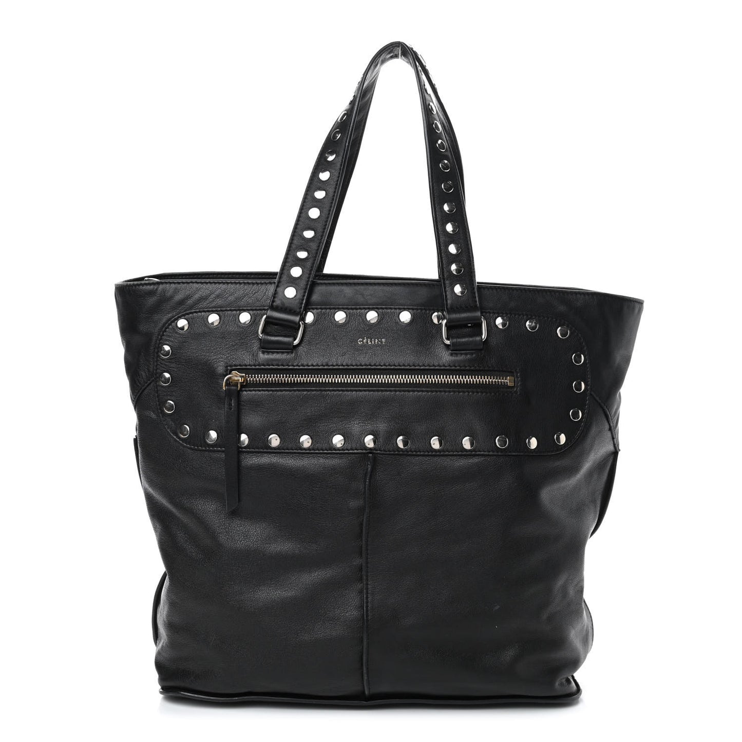 Goatskin Studded Tote Black