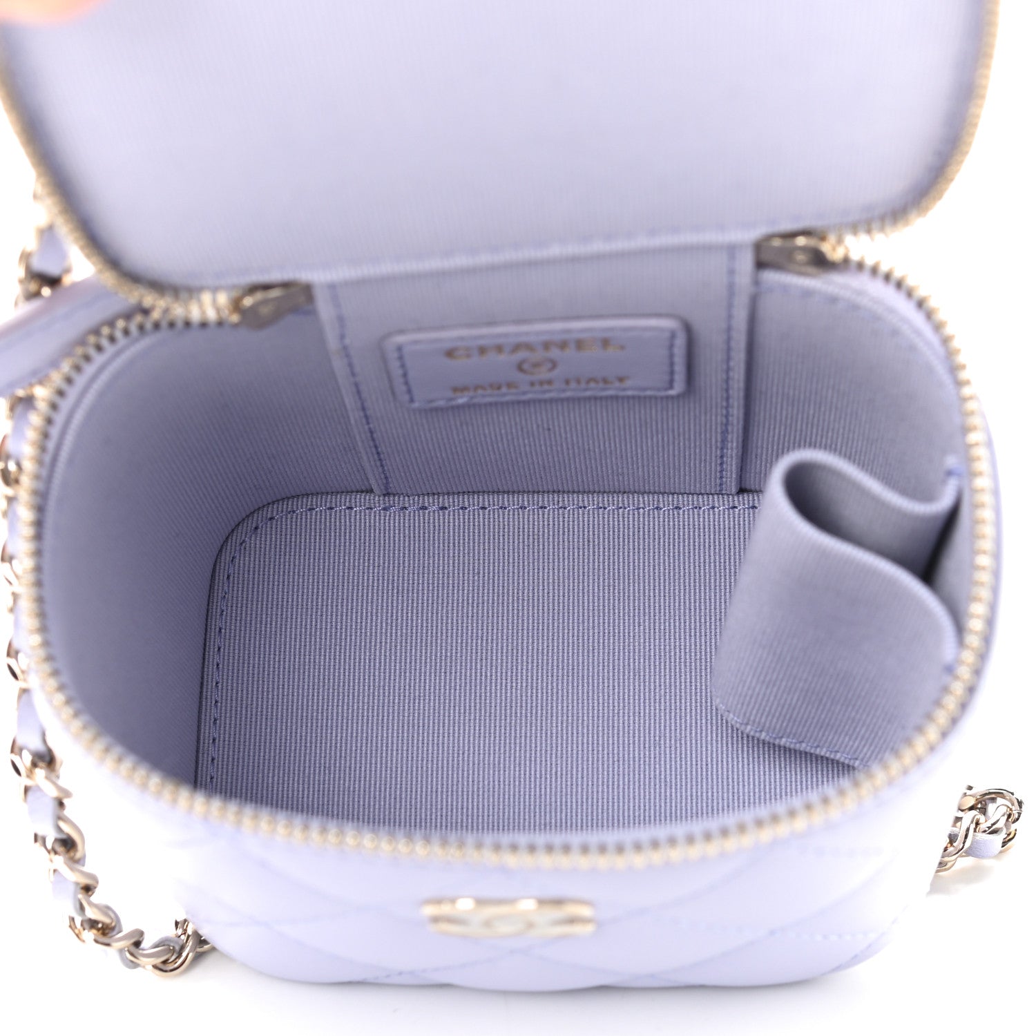 Chanel Lambskin Quilted Top Handle Mini Vanity Case With Chain Light Purple 5 of 9