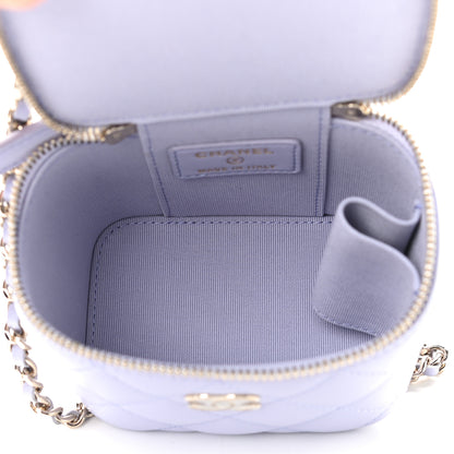 Chanel Lambskin Quilted Top Handle Mini Vanity Case With Chain Light Purple 5 of 9