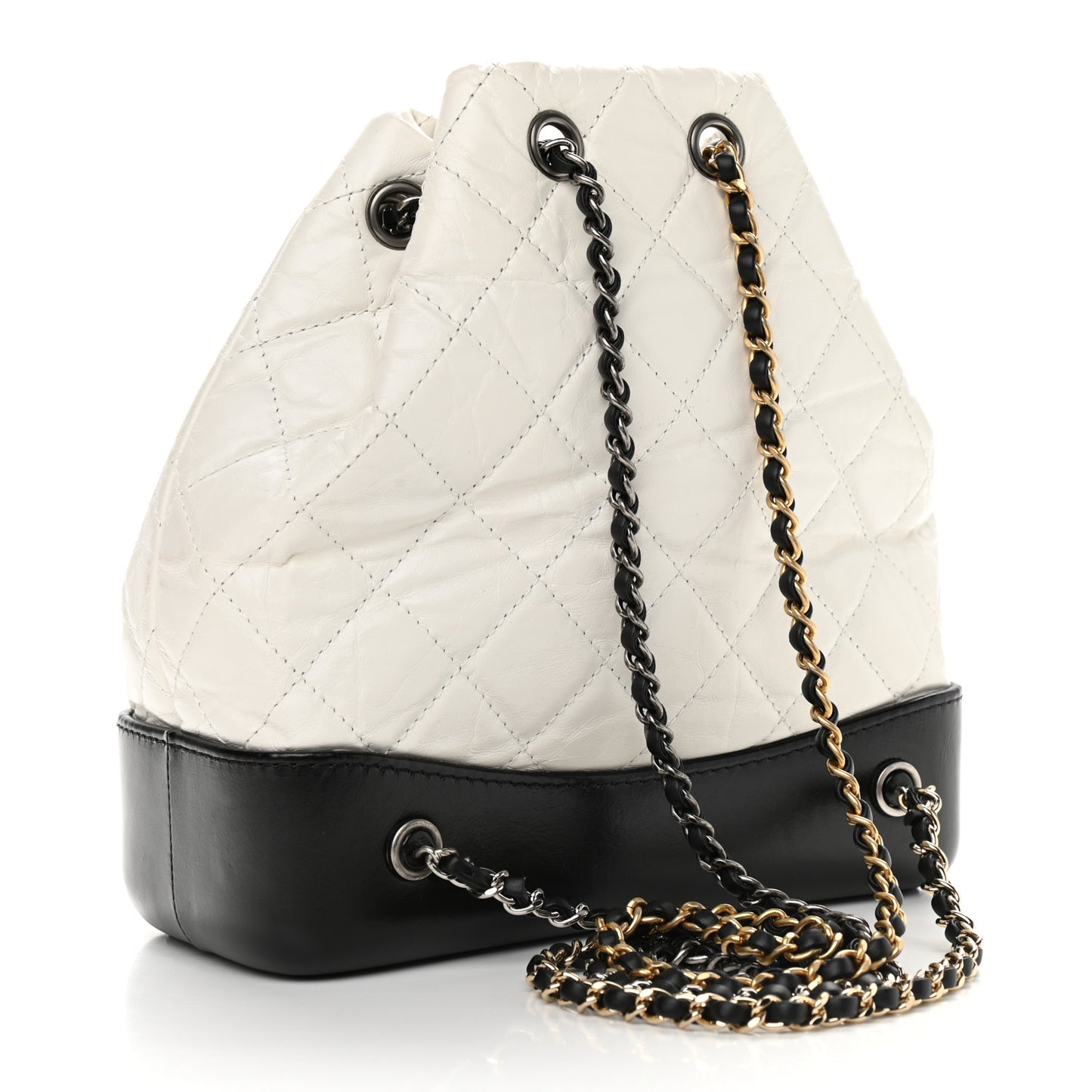 Aged Calfskin Quilted Small Gabrielle Backpack Black White