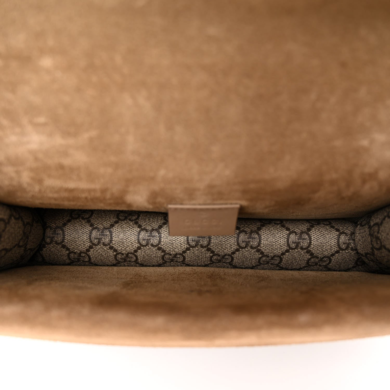 Gucci GG Supreme Monogram Suede Crystal Small Dionysus Shoulder Bag Beige Ebony Taupe 5 of 12